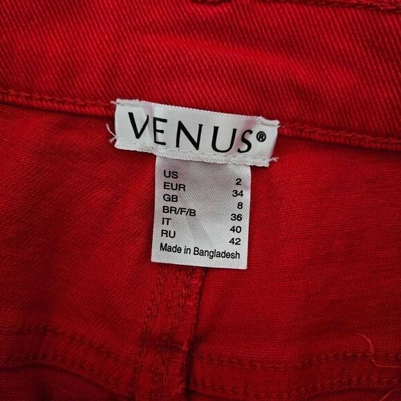 Venus Red Denim Cutoff Shorts - Picture 4 of 8